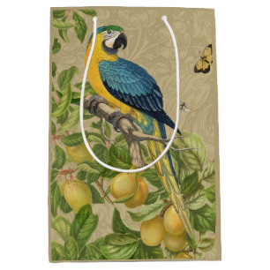 Macaw Classic Victorian Tropical Parrot and Lemon  Medium Gift Bag