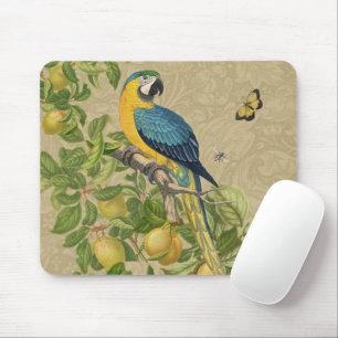Macaw Classic Victorian Tropical Parrot and Lemon  Mouse Pad