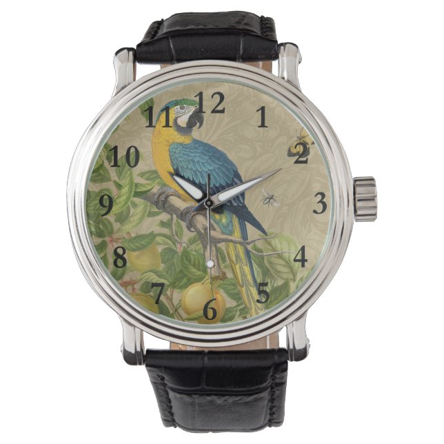 Macaw Classic Victorian Tropical Parrot and Lemon  Watch (Front)