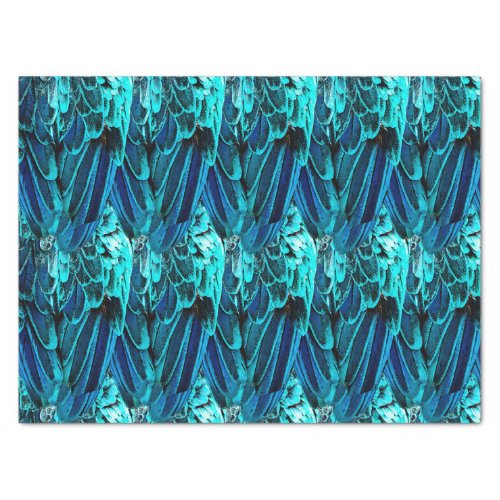  Macaw feather design in blue watercolor abstract Tissue Paper