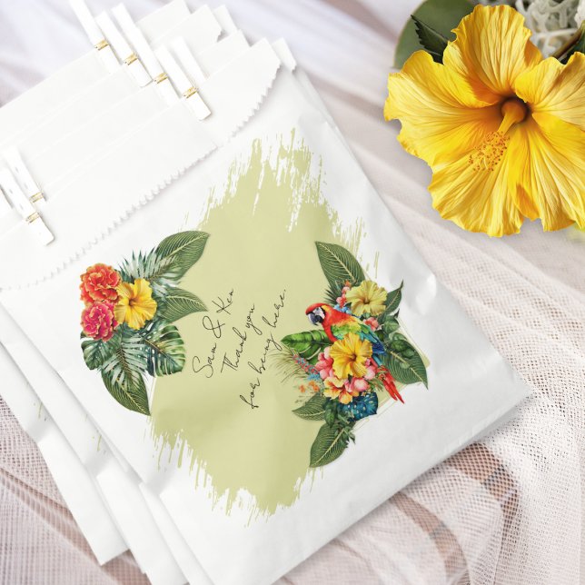 Macaw Hawaiian Flowers Tropical Wedding Favor Bags (Creator Uploaded)