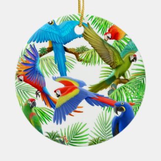 Details about   Tropical Birds Parrot Macaw Toucan Pattern Wood Christmas Tree Holiday Ornament 