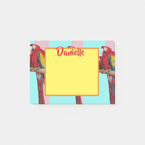 Macaw Parrot Art Womans Name Post It Notes