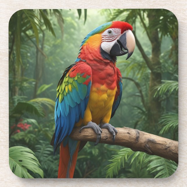 Macaw Parrot Beverage Coaster (Front)