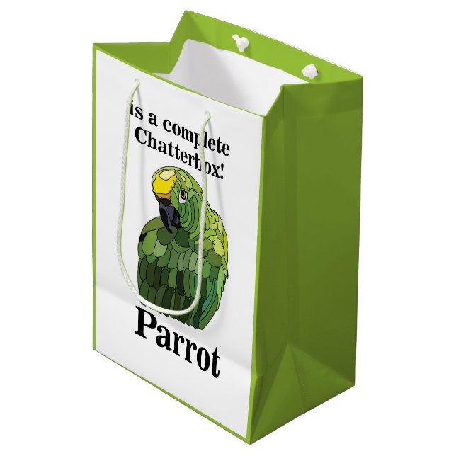 Macaw Parrot Bird Chatterbox Funny Birthday Medium Gift Bag (Front Angled)