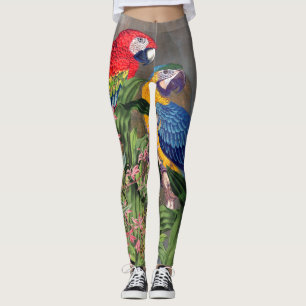 Macaw Parrot Bird Flower  All Over Print Leggings