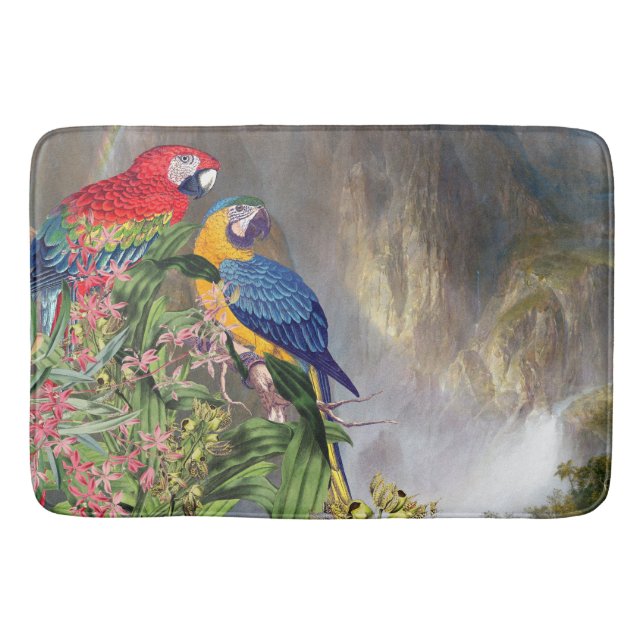 Macaw Parrot Birds Wildlife Waterfall Bathmat (Front)