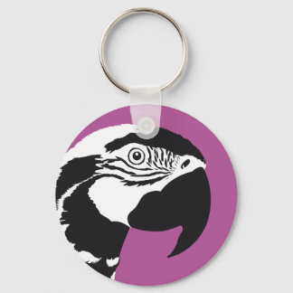 MACAW PARROT BLACK AND WHITE KEYCHAIN