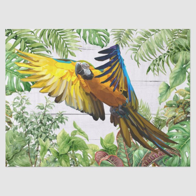 Macaw Parrot Blue Yellow Tropical Watercolor Tissue Paper (Front)