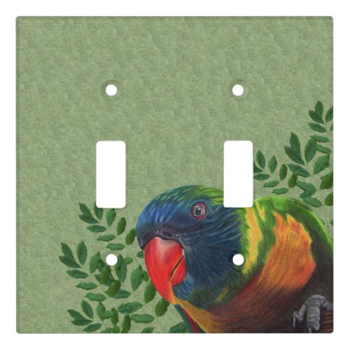 Macaw Parrot Brightly Colored Feathers Leaves Light Switch Cover