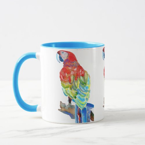 Macaw Parrot colorful birds Watercolour Mug Blue
