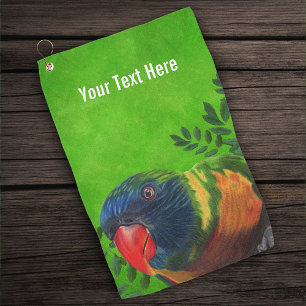 Macaw Parrot Colorful Feathers Plants Green Golf Towel