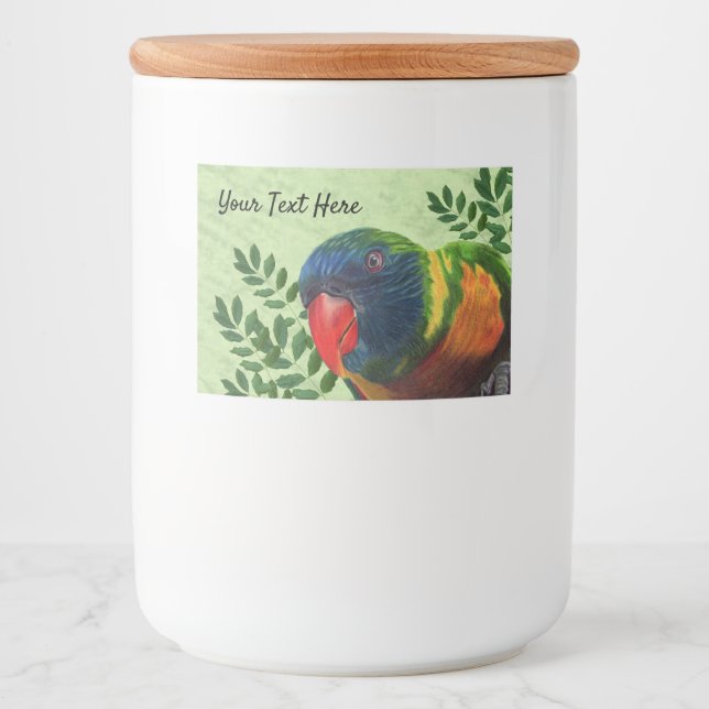 Macaw Parrot Colorful Feathers Red Beak Plants Food Label (Front)