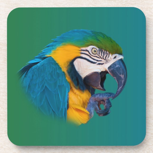 Macaw Parrot, Customizable Cork Coaster (Front)
