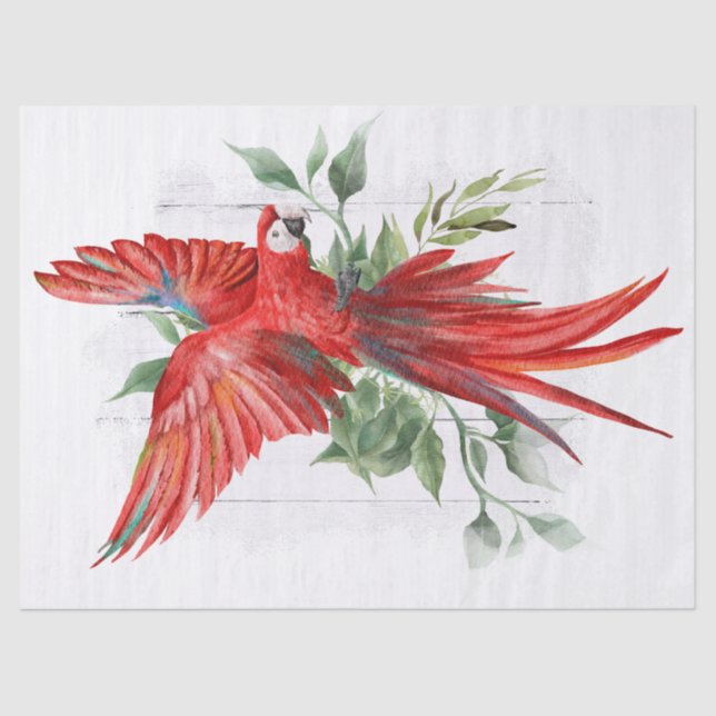 Macaw Parrot Eucalyptus Watercolor Tissue Paper (Front)