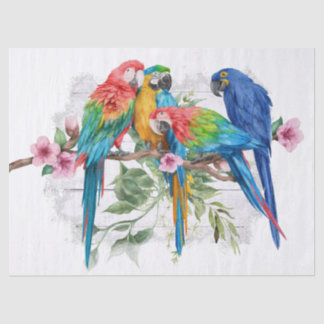 Macaw Parrot Eucalyptus Watercolor Tissue Paper