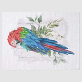 Macaw Parrot Eucalyptus Watercolor Tissue Paper