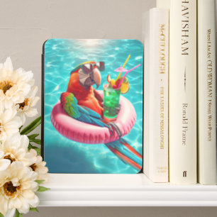 Macaw Parrot Floating in a Pool with a Drink Kindle Cover