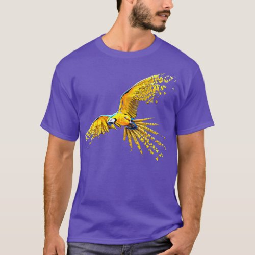 Macaw Parrot Golden Yellow  _ Dispersed Flying T_Shirt