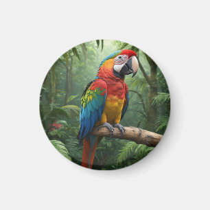 Macaw Parrot in the Jungle Magnet