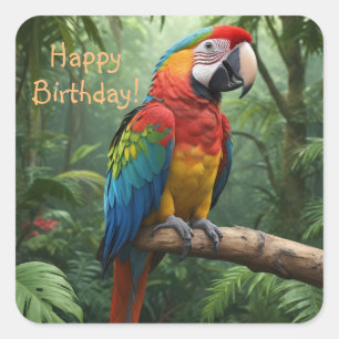 Macaw Parrot in the Jungle Square Sticker