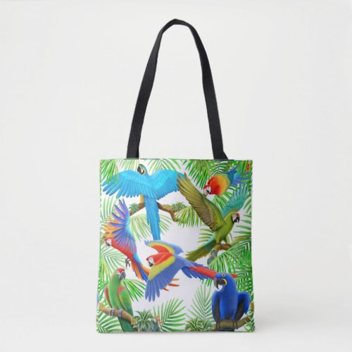 Macaw Parrot Jungle All Over Tote Bag