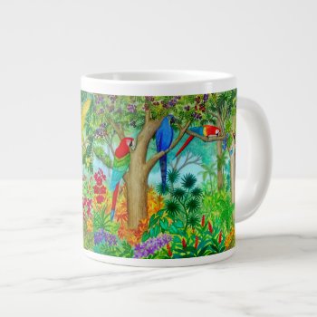 Macaw Parrot Jungle Art Jumbo Mug by teapotsbytpcstudio at Zazzle