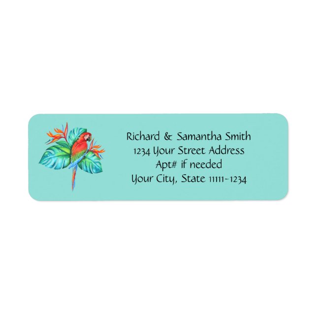 Macaw Parrot Personalized Return Address Labels (Front)