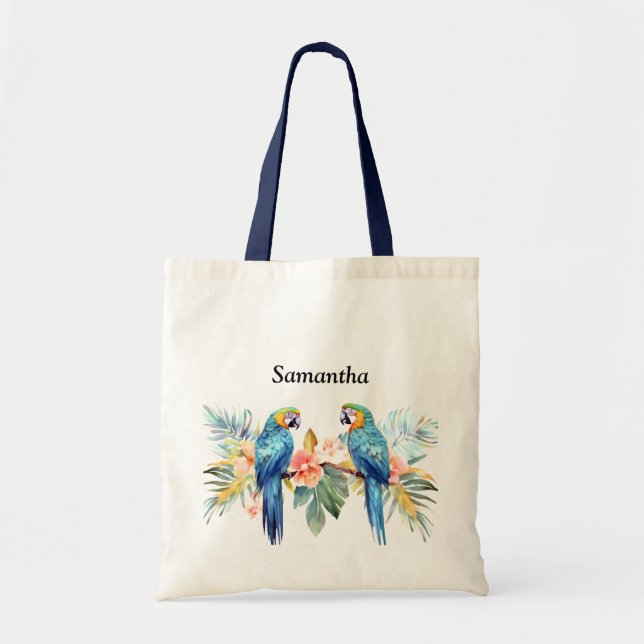 Macaw Parrot Personalized Tote Bag (Front)