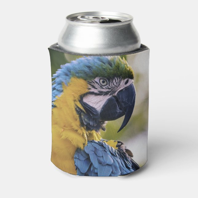 Macaw Parrot Profile Portrait Photograph Can Cooler (Can Back)