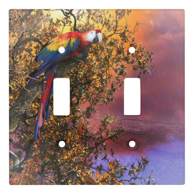 MACAW PARROT RAIN FOREST OUTPOST LIGHT SWITCH COVER (Front)