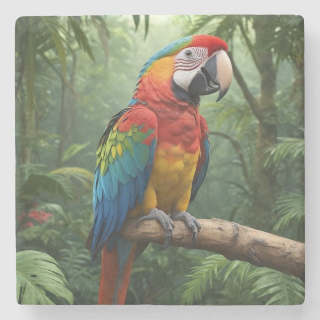Macaw Parrot Stone Coaster (Front)