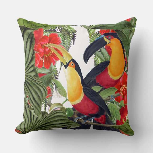 Macaw Parrot Toucan Birds Wildlife Throw Pillow (Front)
