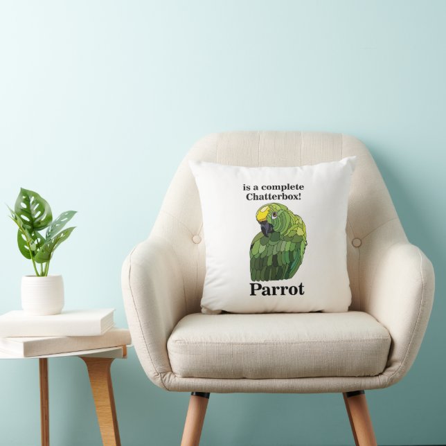 Macaw Parrot Tropical Bird Chatterbox Funny  Throw Pillow (Chair)
