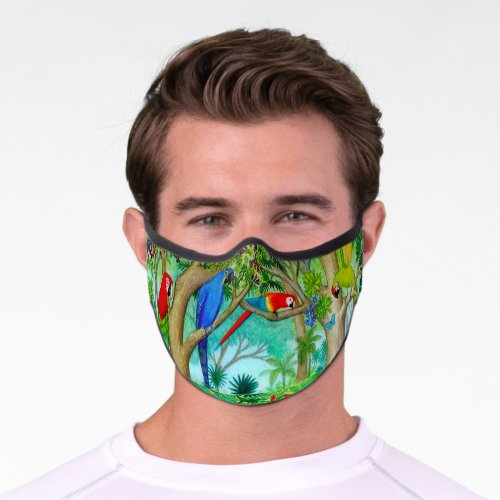 Macaw Parrot Tropical Jungle Art Premium Face Mask
