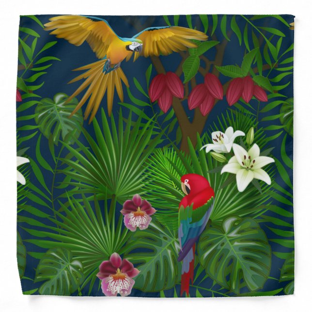 Macaw Parrot Tropical Jungle  Bandana (Front)