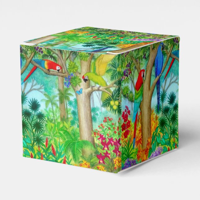 Macaw Parrot Tropical Jungle Favor Gift Box (Front Side)