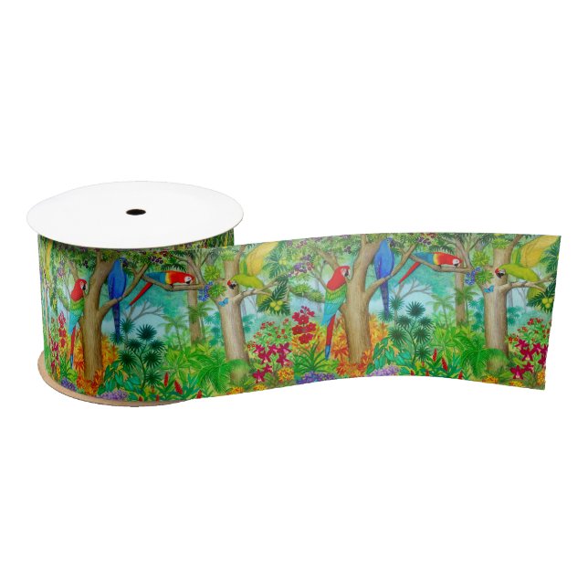 Macaw Parrot Tropical Jungle Ribbon (Spool)