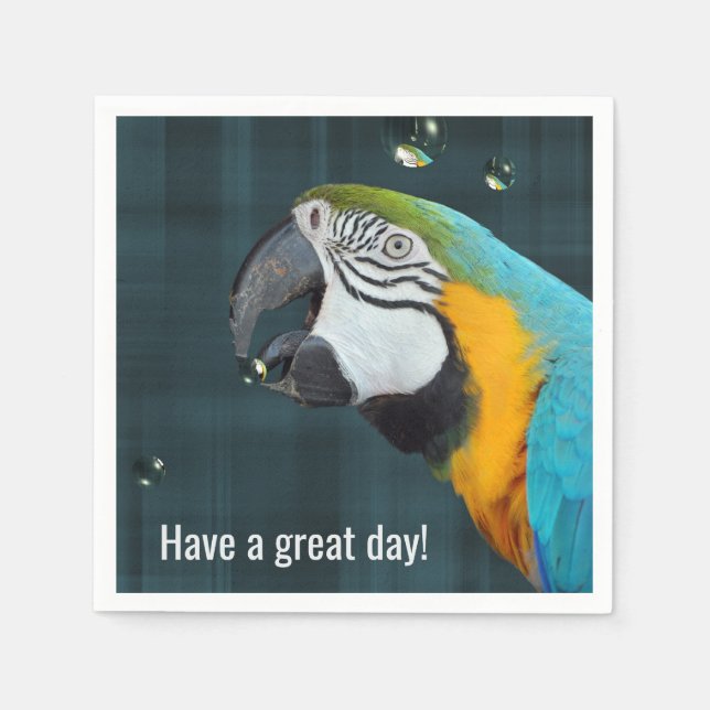 Macaw Parrot With Water Bubbles Napkins (Front)