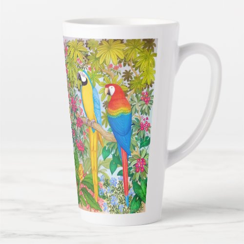 Macaw Parrots in the Jungle Latte Mug