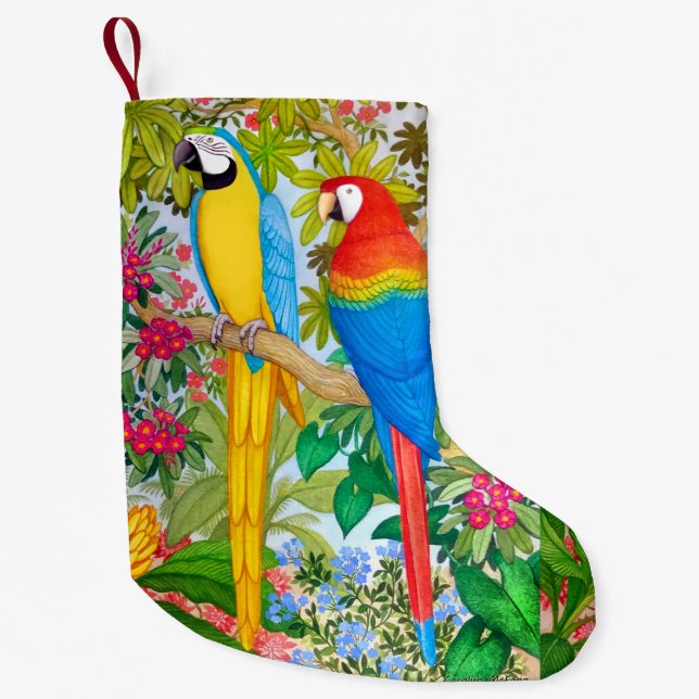 Macaw Parrots Tropical Christmas Stocking (Front)