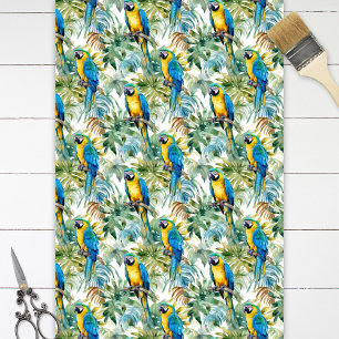 Macaw Pattern Blue and Gold Parrot Decoupage Tissue Paper
