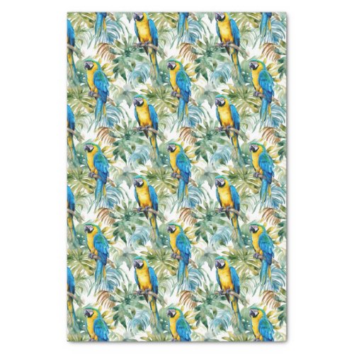 Macaw Pattern Blue and Gold Parrot Decoupage Tissue Paper