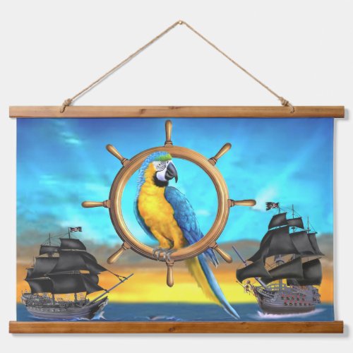 MACAW PIRATE PARROT HANGING TAPESTRY