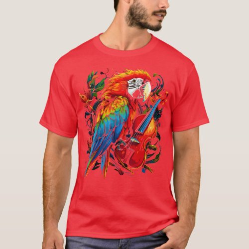 Macaw Playing Violin T_Shirt