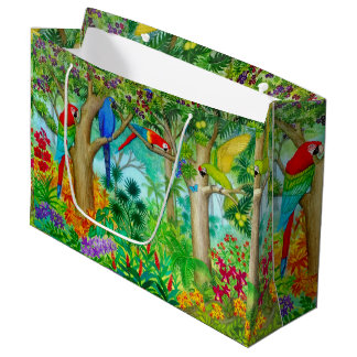 Macaw Tropical Jungle Gift Bag Large