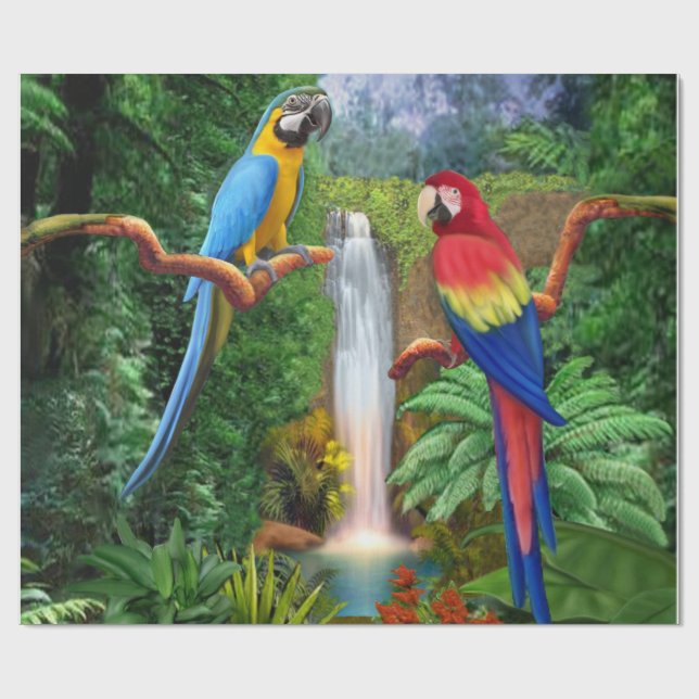 Macaw Tropical Parrots Wrapping Paper (Flat)