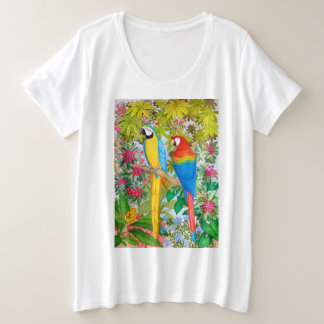 Macaw Watercolor Parrots Plus Size T-Shirt