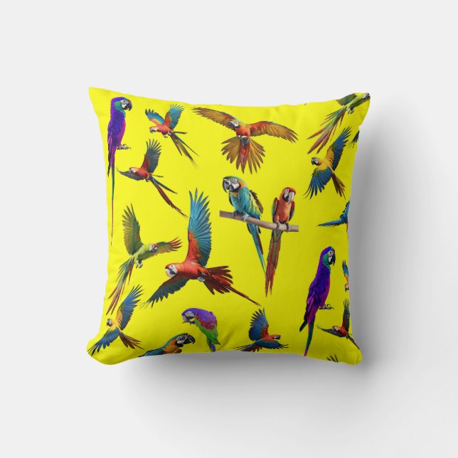 Macaws and more macaws throw pillow (Front)