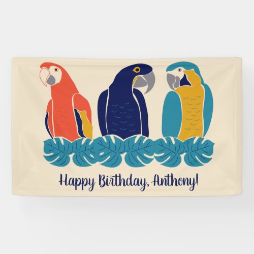 Macaws Illustrations Tropical Themed Party Banner